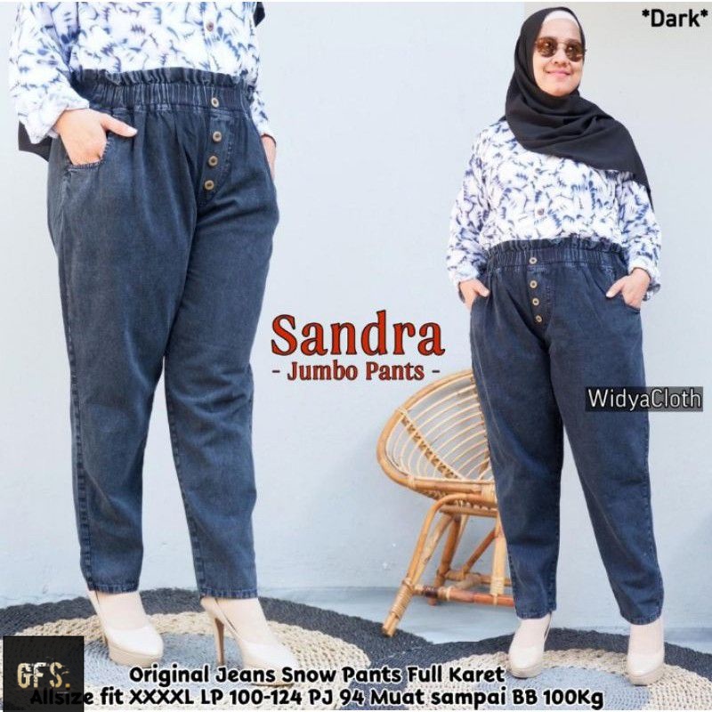LIZZA BAGGY | Baggy Pants Sandra Jumbo | Muat Sampai Bb 100 Kg | Celana Jeans Super Jumbo | Bahan Denim