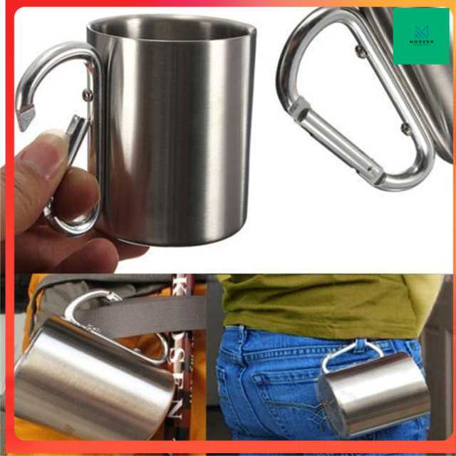 TD-DA One Two Cups Gelas Cangkir Carabiner Stainless Steel 220ml - VB1