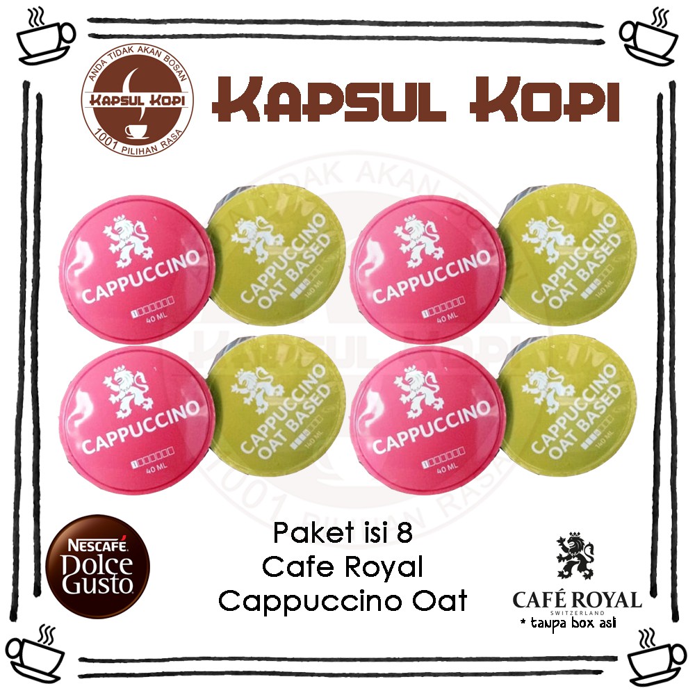 

Paket 8 KapsulKopi Cafe Royal Cappuccino Oat Dolce Gusto Compatible
