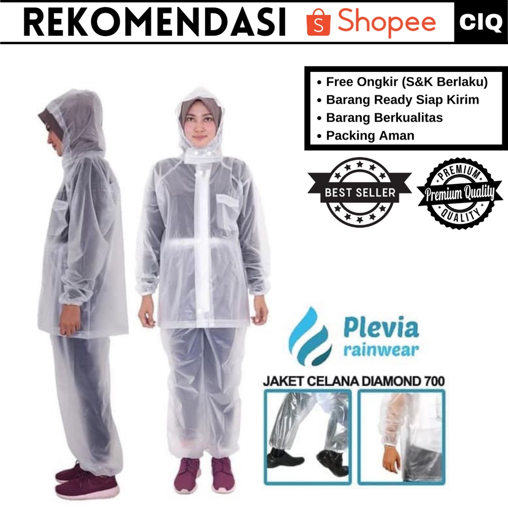 Jas Hujan Stelan Jaket Celana Transparan Plevia Diamond 700 Tugas Negara Bos / Jas Hujan Dewasa / Jas Hujan Pria / Jas Hujan Wanita / Jas Hujan Murah