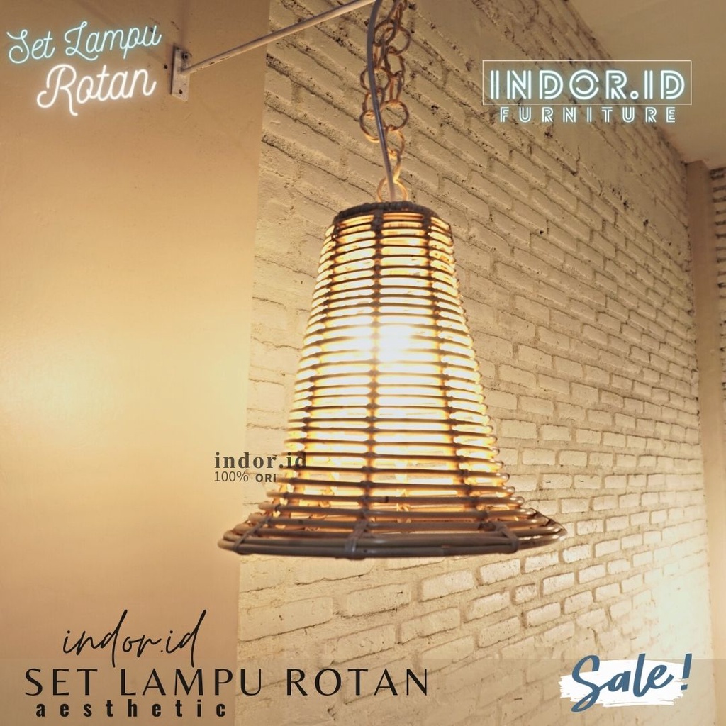 Set Lampu Hias Rotan Gantung/ Kap Lampion Lampu Gantung dinding Aesthetic/Lampu Dekorasi Ruang Tamu Teras Terbaru Murah