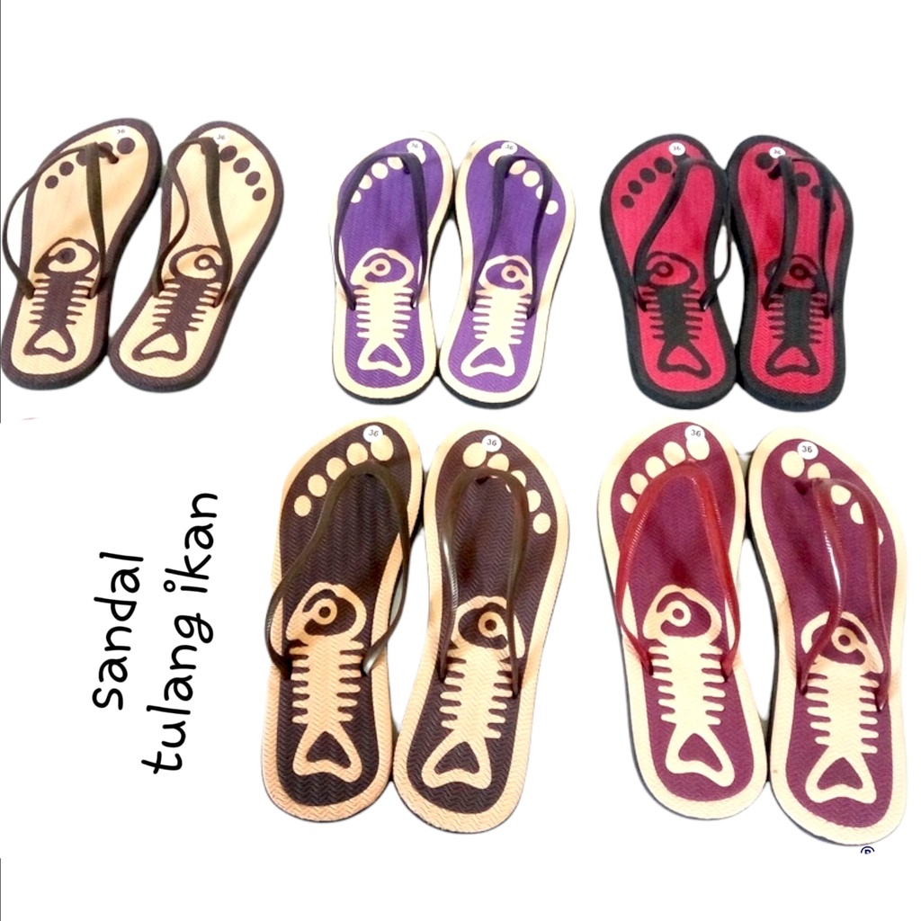 Sandal jepit motif Tulang Ikan