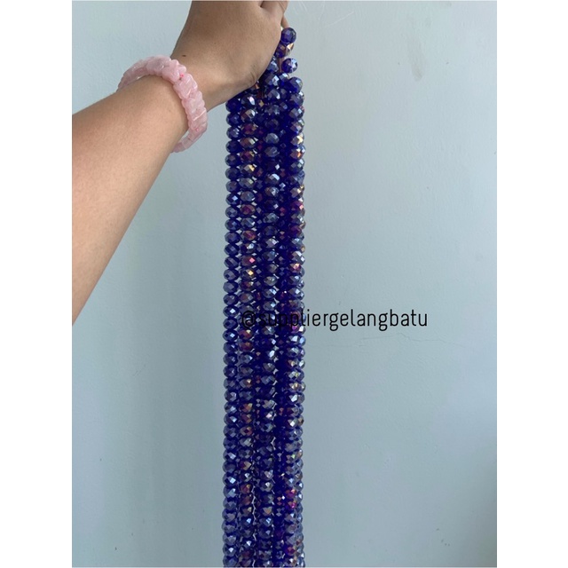 Crystal Ceko 14mm BLUE QUARTZ metallic biru kuarsa metal kristal import bahan kalung gelang anting strap mask kerajinan tangan craft citayam fashion week etink vintage elegan bali manik crystal