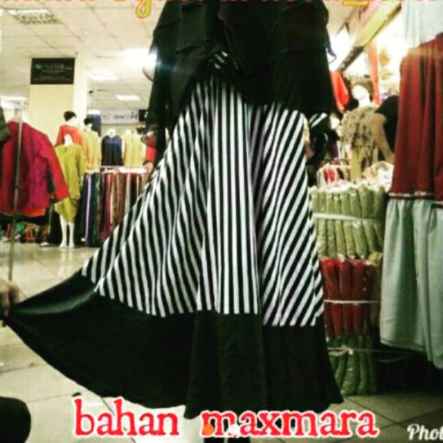 Preloved gamis annisa syari garis hitam putih