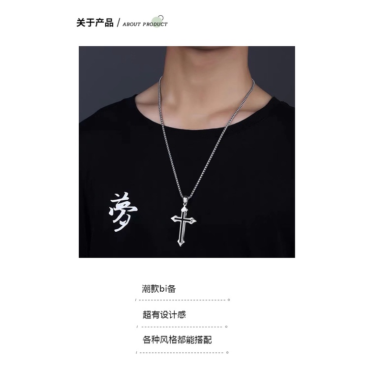 Ins gaya hip hop retro cross titanium steel kalung wanita Harajuku style Yesus liontin aksesoris Kor