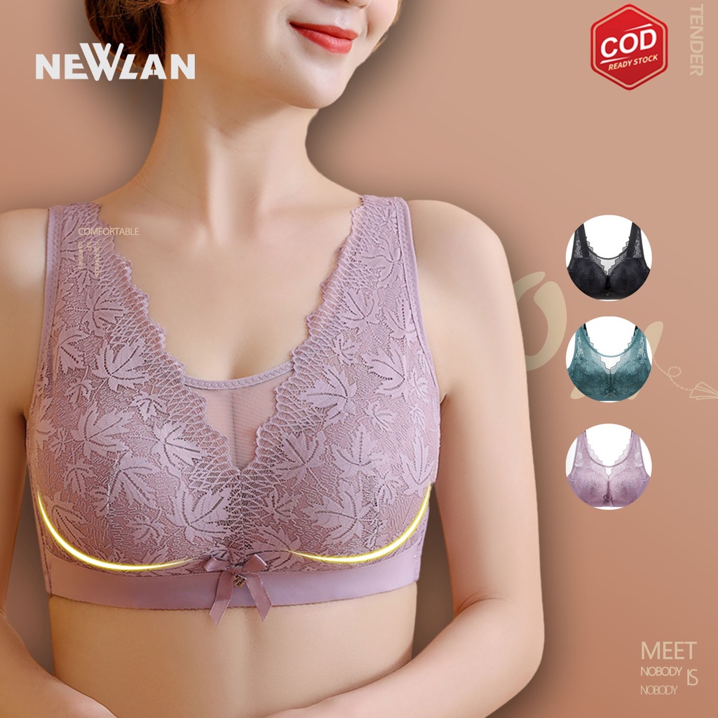 Newlan WX023 Bra Tanpa Kawat Seamless Busa Tipis Cup B/C Seamless Bra Kemben Sport Bralette Bra Jumb