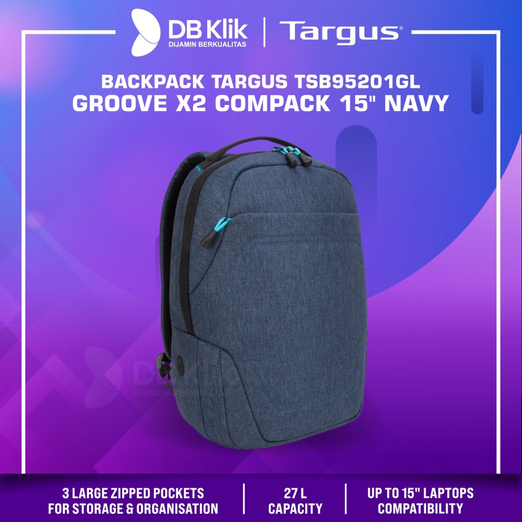 &quot;Backpack TARGUS TSB95201GL GROOVE X2 COMPACT 15&quot; Navy - TSB 95201GL&quot;