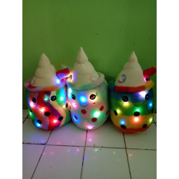 Boneka Boba Ice Cream Motif Rainbow Led Nyala Kedip Kedip Uk38Cm( L )Mainan Anak Viral Murah