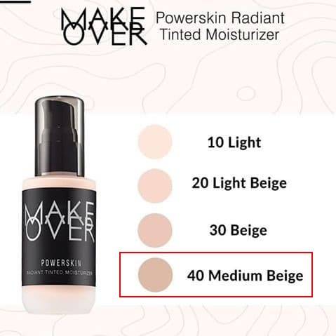 STOCK TERBATAS! Make Over Powerskin Radiant Tinted Moisturizer 40ml - Shade 40 Medium Beige