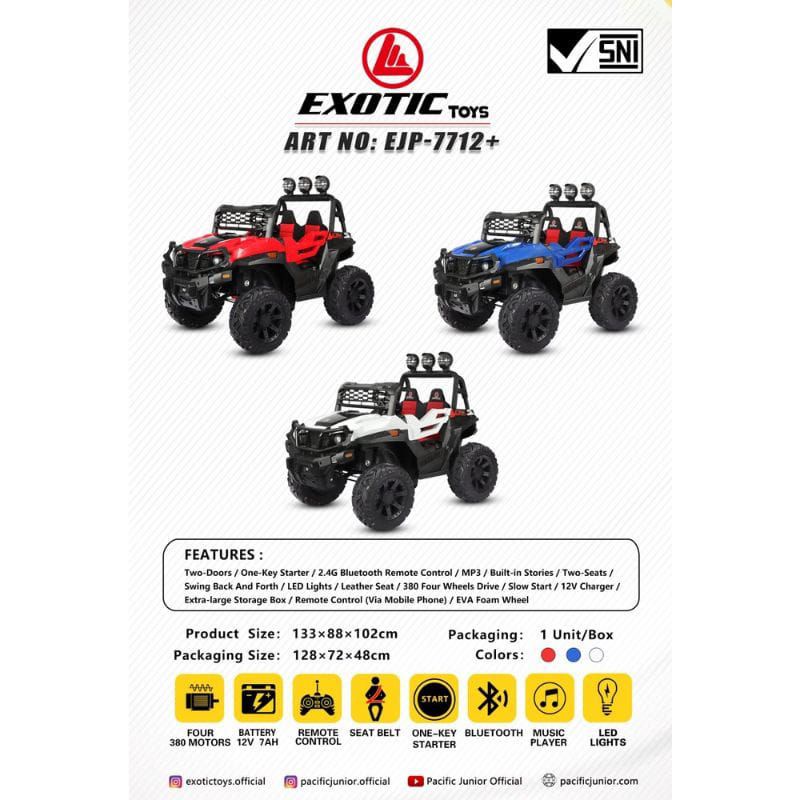 (BAN KARET) Mainan Mobil Aki Anak Jeep Exotic EJP-7712+ EJP7712 EJP 7712+