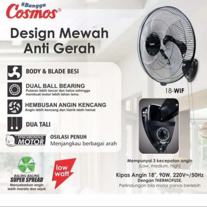 Kipas angin dinding besi 18 inch Cosmos 18 WIF