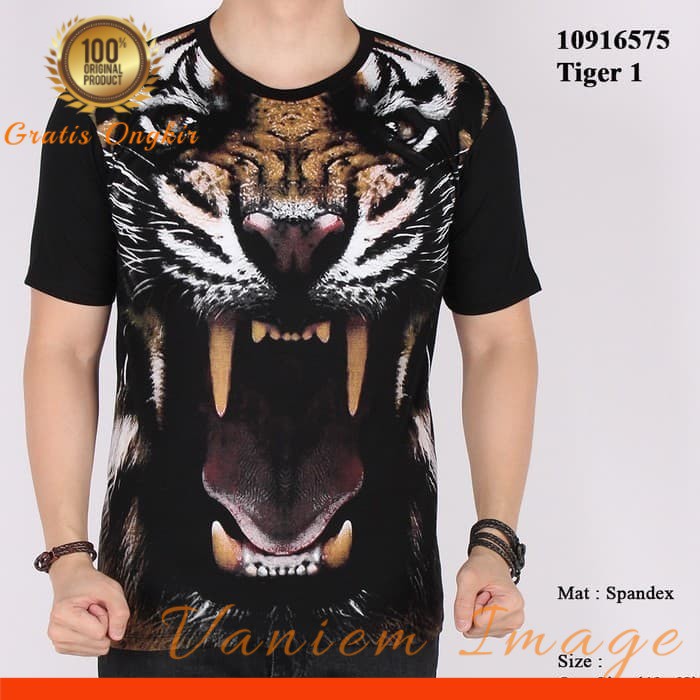 BAJU KAOS MOTIF MACAN HARIMAU / KAOS 3D MOTIF ANIMAL PRIA BAHAN ADEM NYAMAN