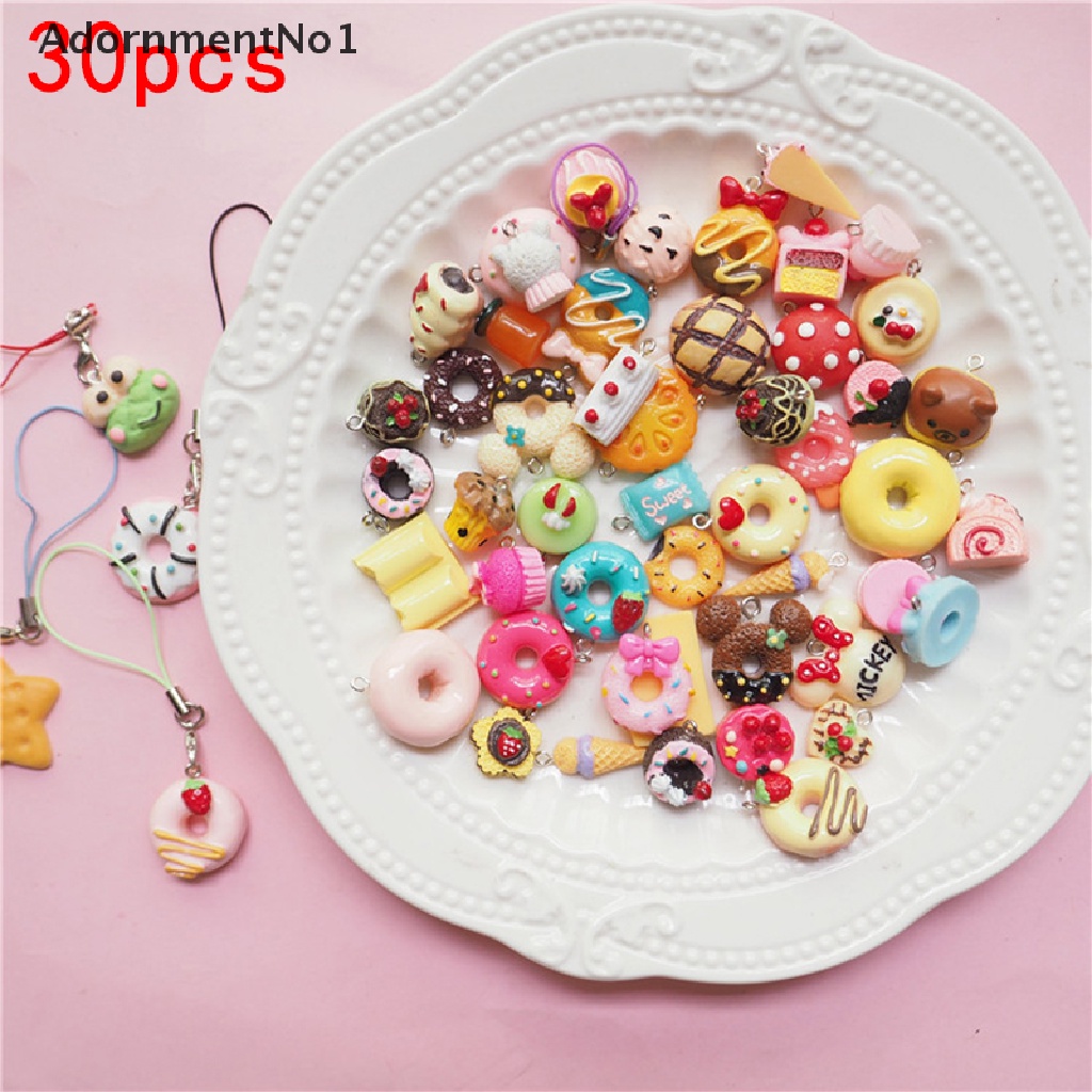 (AdornmentNo1) 30pcs / Set Liontin Bentuk Kue / Es Krim Mini Untuk Dekorasi Kalung Charms