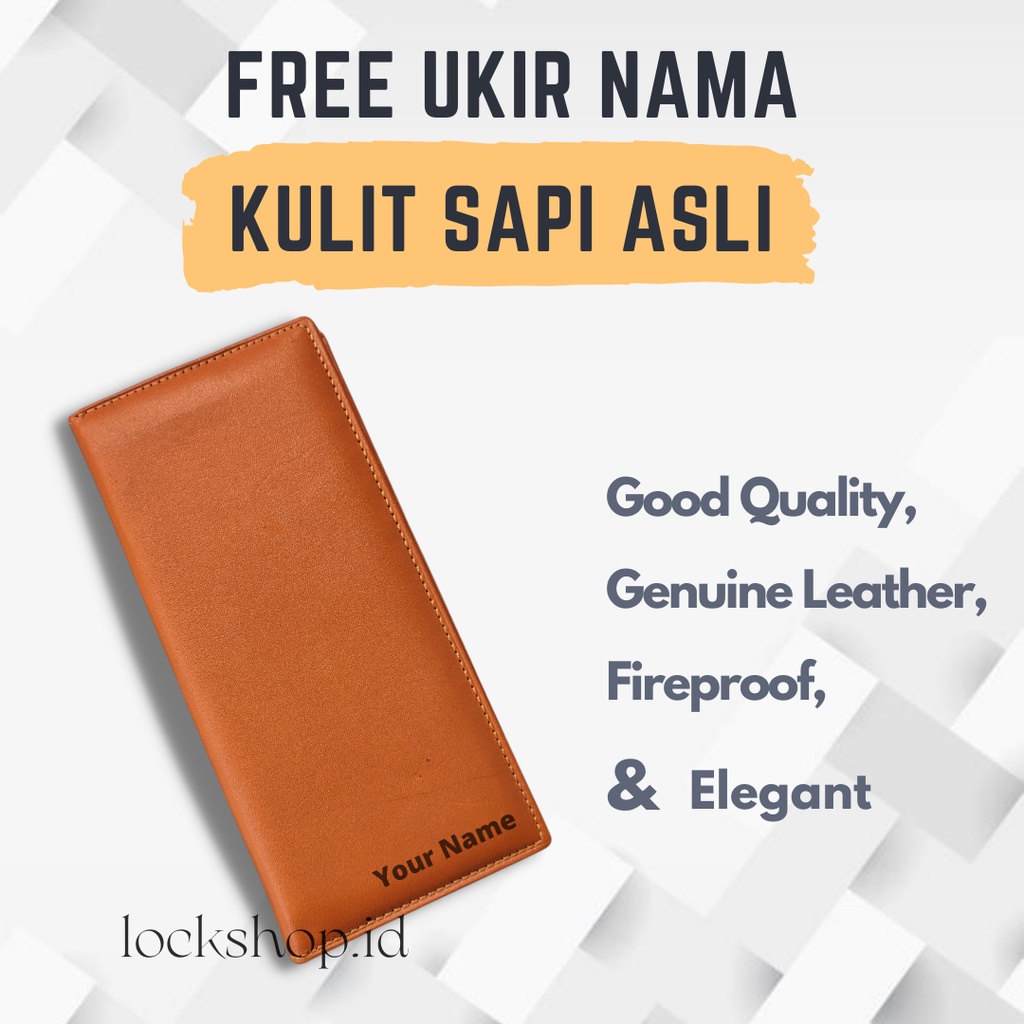 Lock Dompet Pria Kulit Asli Panjang Azure Wallet - Gratis Ukir Nama L023