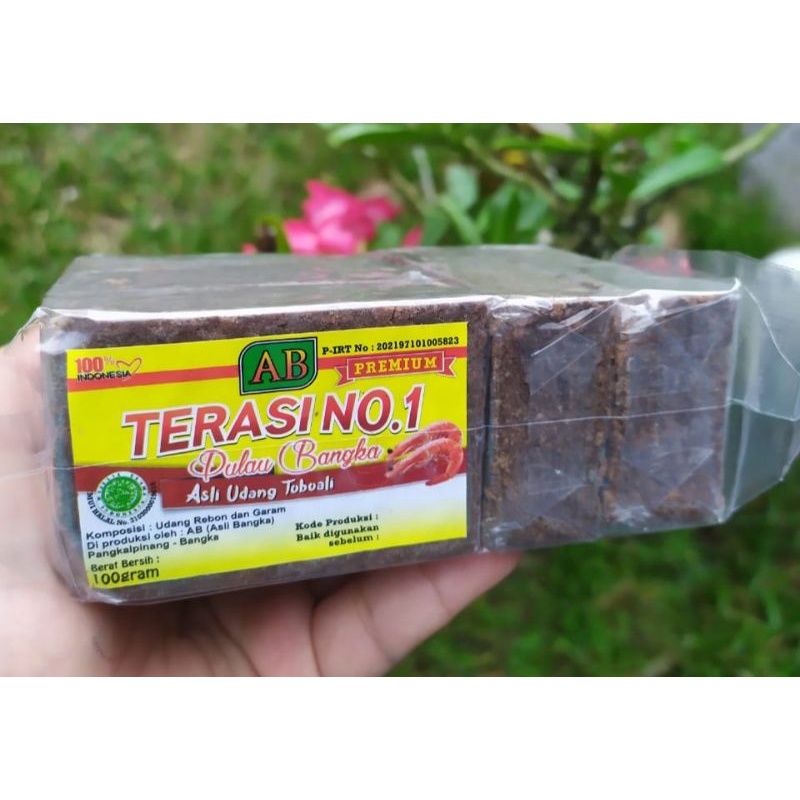 

TERASI ASLI UDANG TOBOALI BANGKA MERK AB NO.1 100GRAM BELACAN OLEH OLEH BUMBU MAKANAN KHAS BANGKA