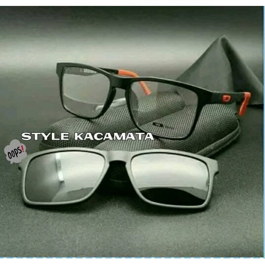 Frame Kacamata Pria, Kaca mata Anti Radiasi,Kacamata Minus Clip 2 Lens