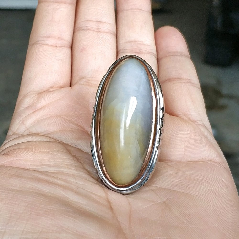 CINCIN BATU AKIK NATURAL PANDAN LUMUT LAWAS SERAT BETOK