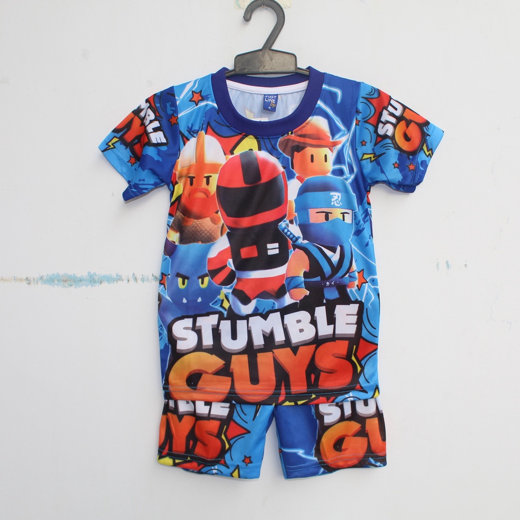 SETELAN ANAK PRINTING STUMBLE GUYS/BAJU KAOS PRINTING STUMBLE GUYS USIA 2-12THN