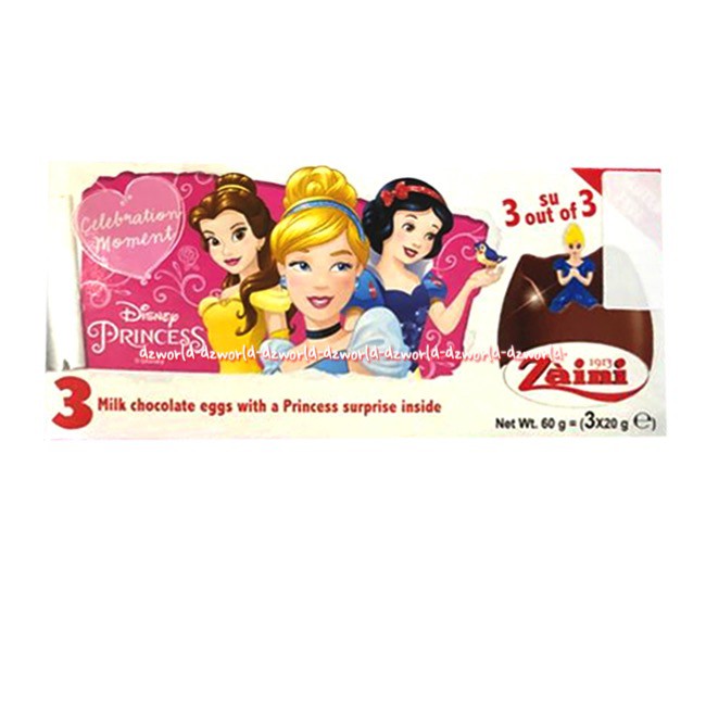 Zaini Disney Princess Egg Chocolate 3pcs Coklat Telur Bulat Isi mainan Anak Princes Zainy Zainni Eggs Chocolate