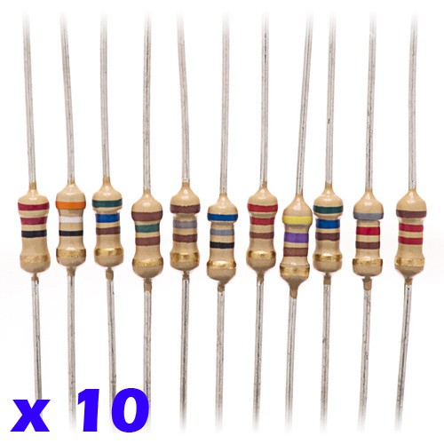 x10 Resistor 1/2W Resistor Carbon Film Toleransi 5% Banyak Varian Nilai Ohm / Kilo Isi 10 Pcs