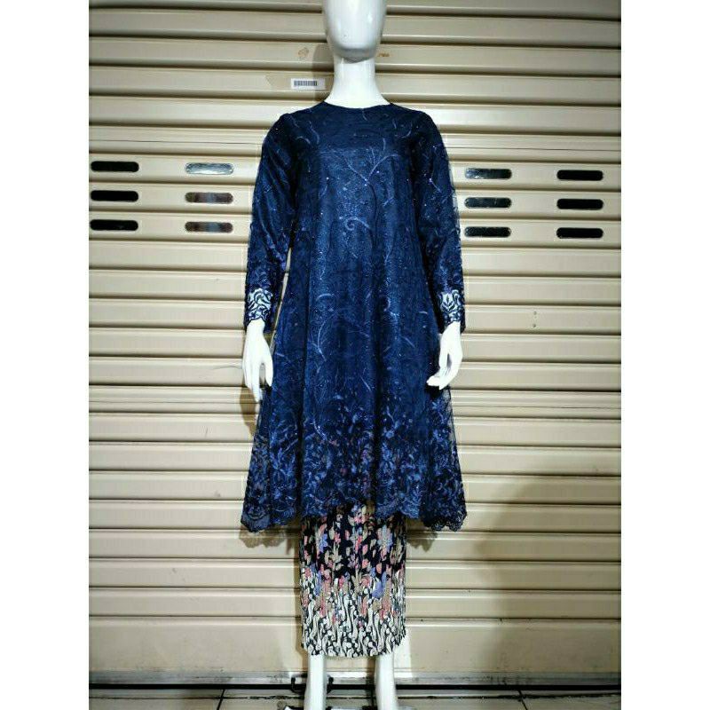 NEW KEBAYA TUNIK TILLE JUMBO 130/KEBAYA MODERN LD 130/KEBAYA PESTA/KEBAYA KEKINIAN-Navy