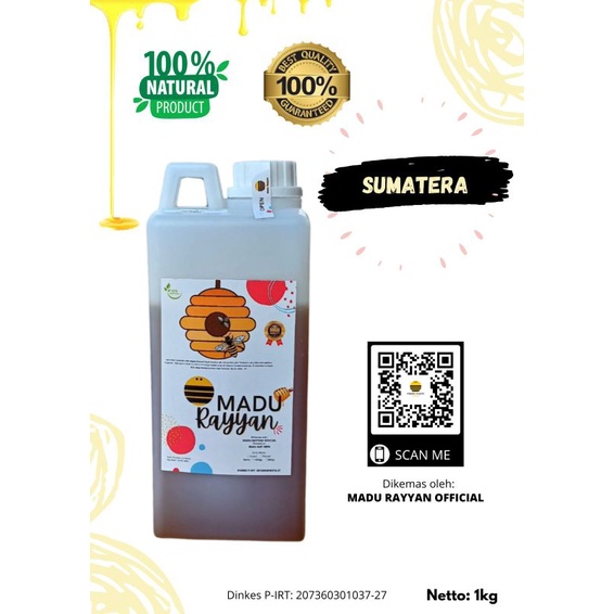 madu hutan liar sumatra 1kg/forest raw honey/madu asli/original.