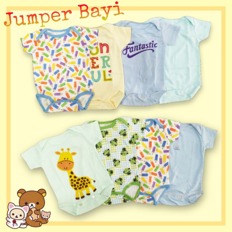 Jumper bayi segitiga pendek 0-3 bulan / Jumpsuit bayi baru lahir 4 in 1 / baby body suit