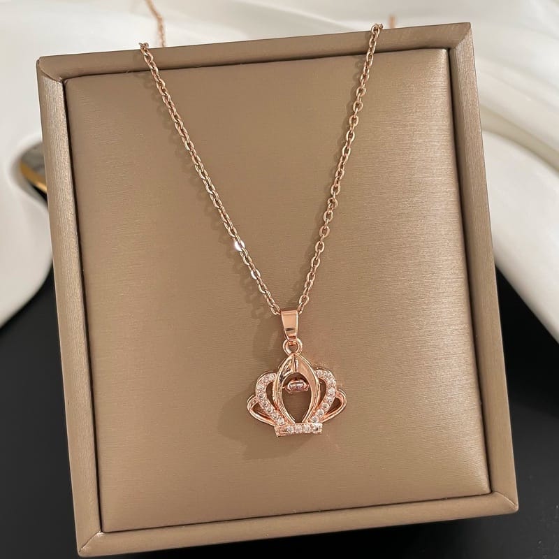 [ Bayar Ditempat ] Kalung Titanium Original Rantai Rose Gold 45 Cm / Accesories Wanita Kalung Lapis Emas 18K Rose Gold / Kalung Titanium Impor