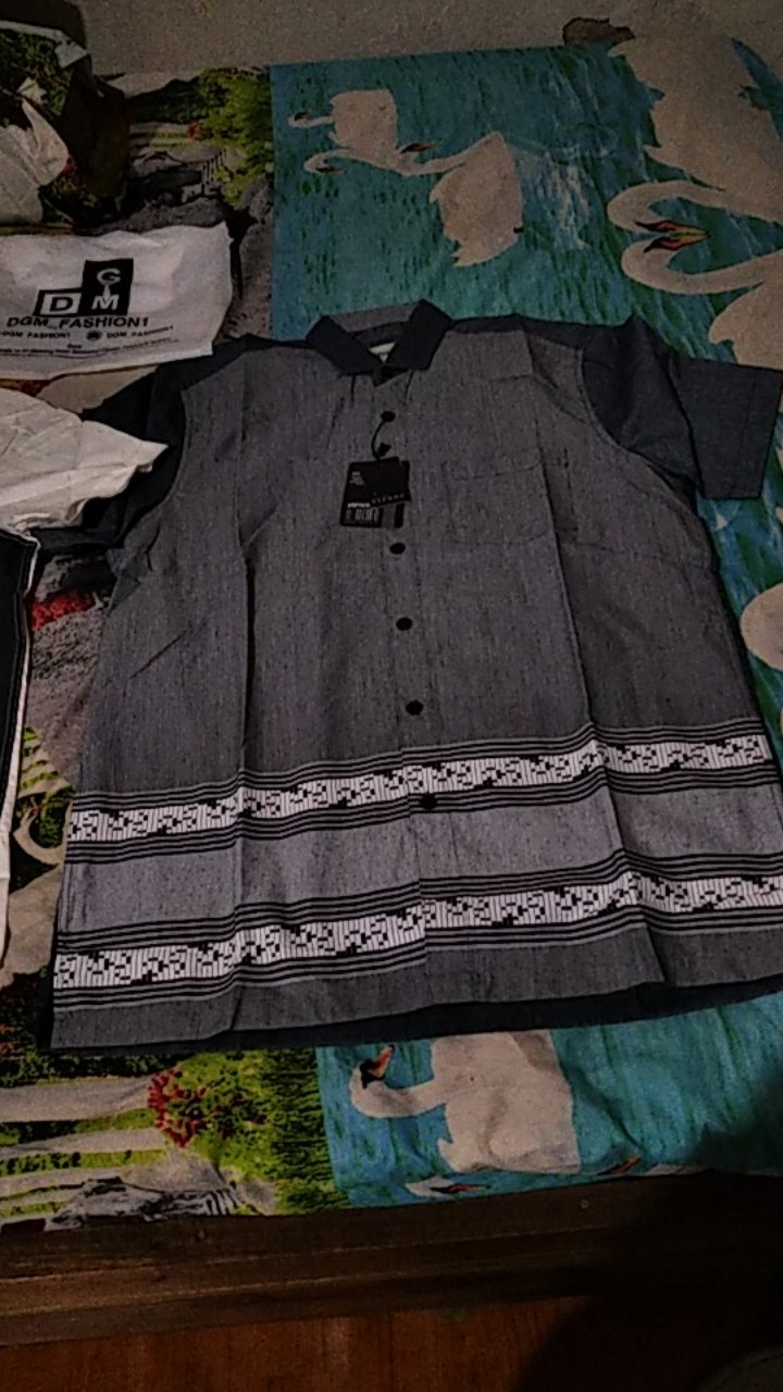 Dgm Fashion  Kemeja Pria Shanghai Polos Cigarette Pendek Dark Gray 1027