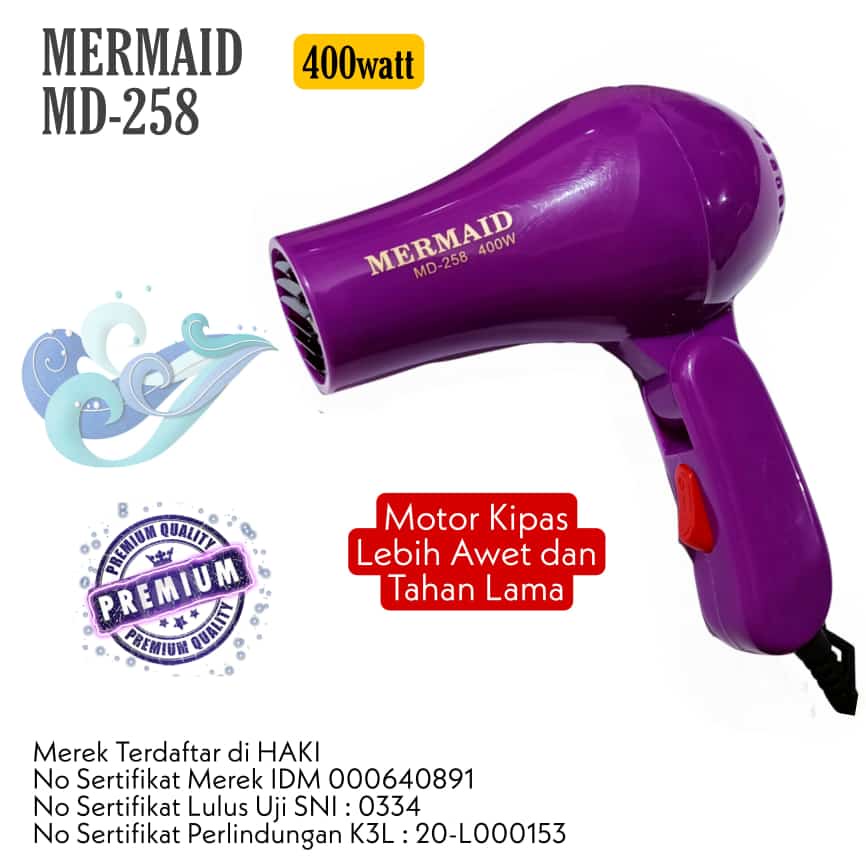 HAIR DRYER MERMAID MD-258 PENGERING RAMBUT