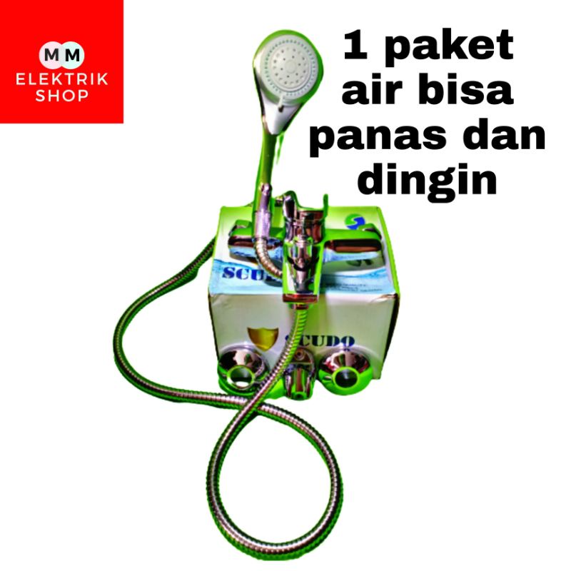 Kran Keran + Shower Panas DIngin 1 Set Kuningan Best Seller ZA 0002HC SCUDO