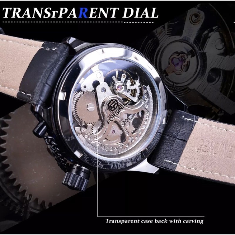 Jam Tangan Automatic Forsining Transparan Klasik Retro Mewah Original