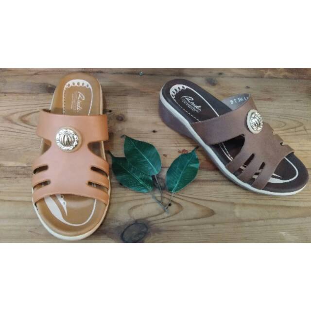 Sandal wanita Rindi orange tan/coklat cream