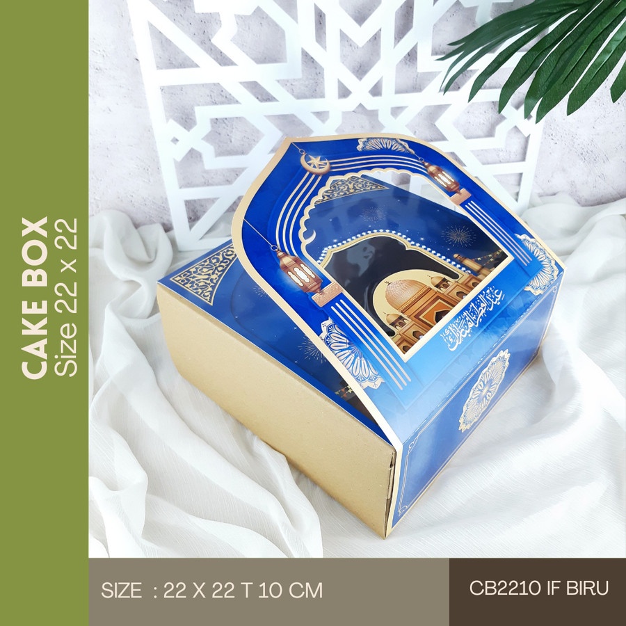 

Cake Box Lebaran 22 x 22 Hampers Packaging Idul Fitri CB2210 IF BIRU