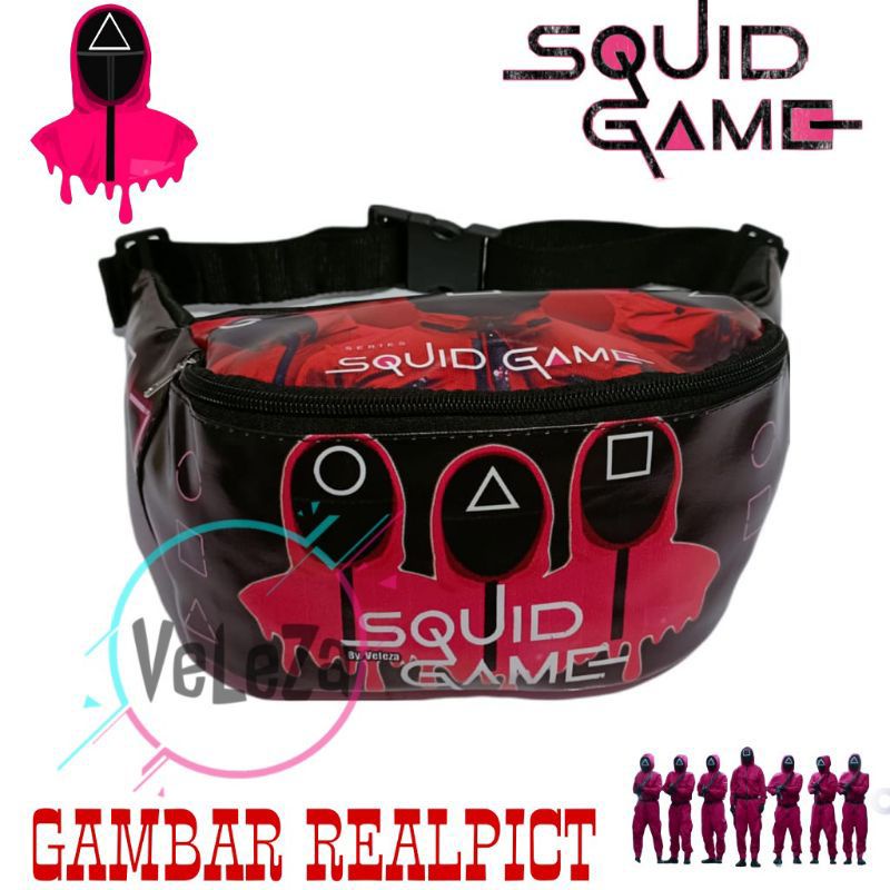 waistbag anak squiid game gratis topi jam - tas anak