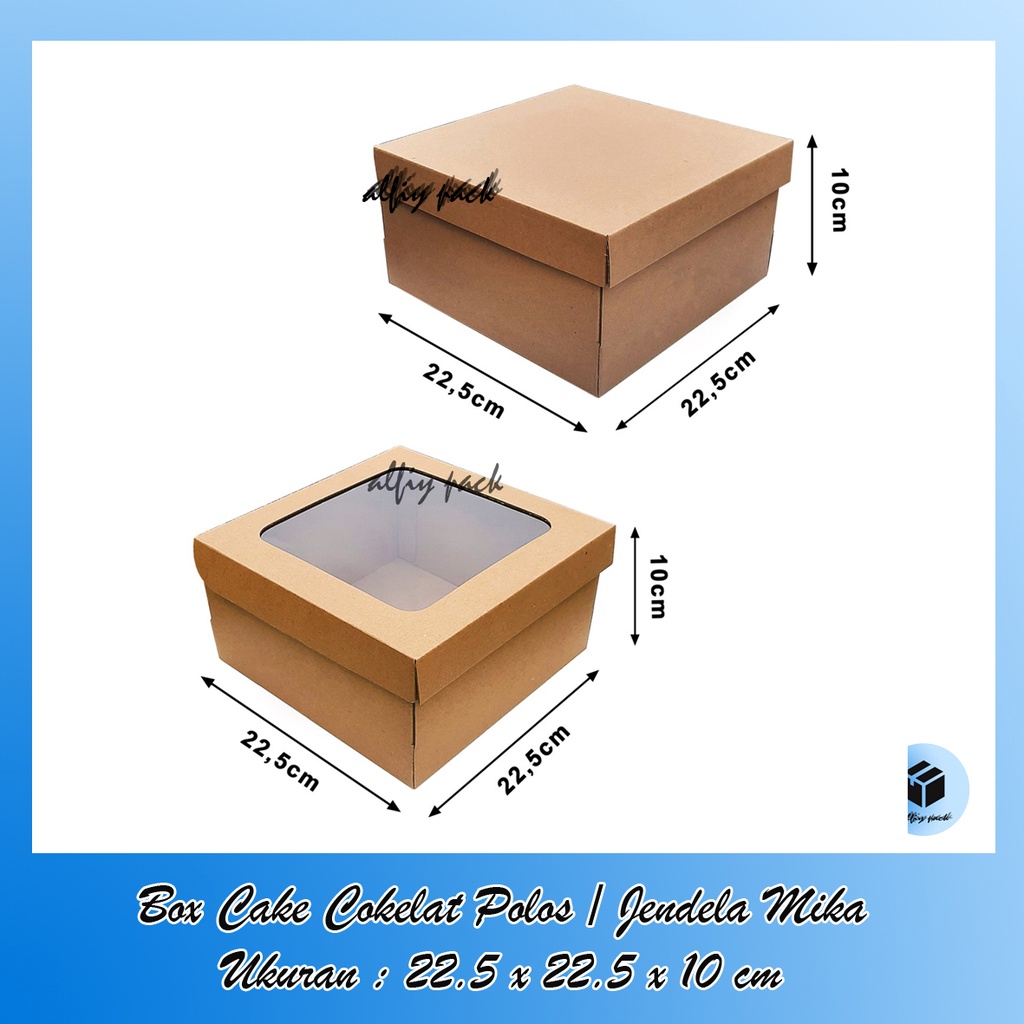 

1pack isi 10pcs BOX CAKE TART COKELAT POLOS / JENDELA MIKA UKURAN 22x22x10 CM KOTAK KARTON PACKAGING HAMPERS DUS BOLU TART SOVENIR BOKS / GIFTBOX