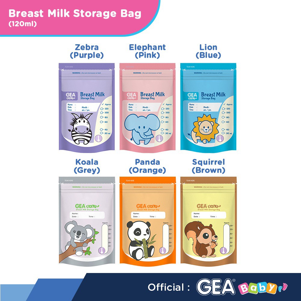 GEA BABY kantong asi 120ml Safari &amp; Mammal Edition GEABABY