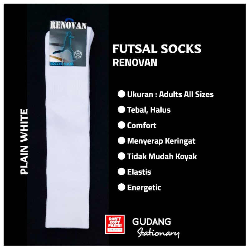 Kaos Kaki Bola Futsal Putih RENOVAN