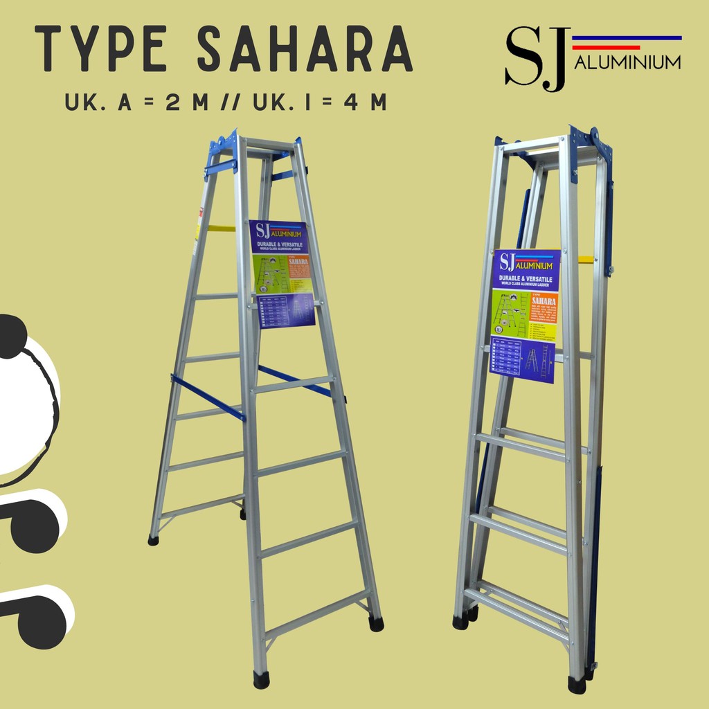 Jual Tangga Lipat Aluminium Ladder Sahara Ukuran 2 Meter 2 M 200 CM Indonesia Shopee Indonesia