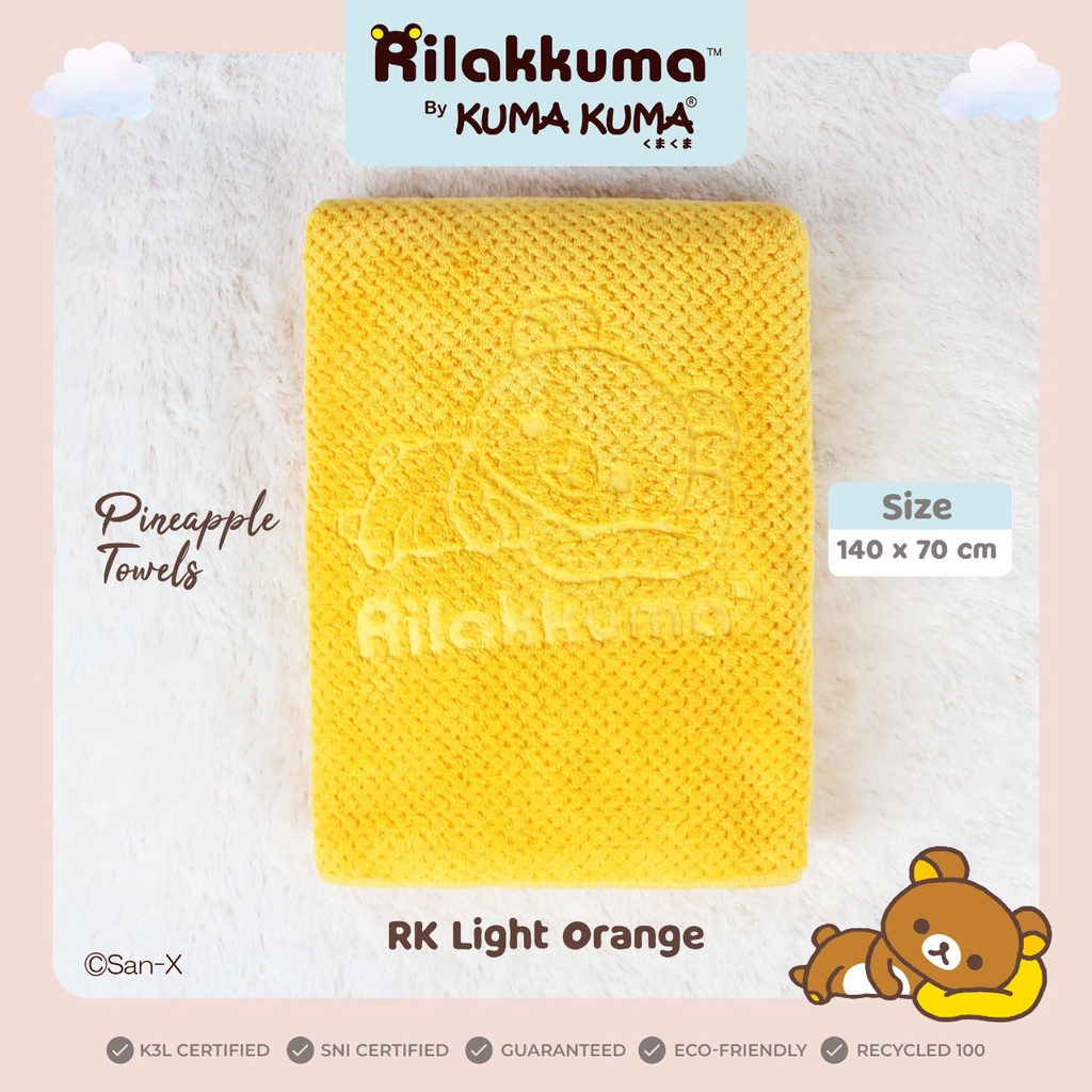 WARNA BARU HANDUK KUMA-KUMA PINNEAPPLE / PINEAPPLE HAPPY LIFE WITH RILAKKUMA BY KUMA KUMA PINNEAPLE TOWEL 140 X 70 CM