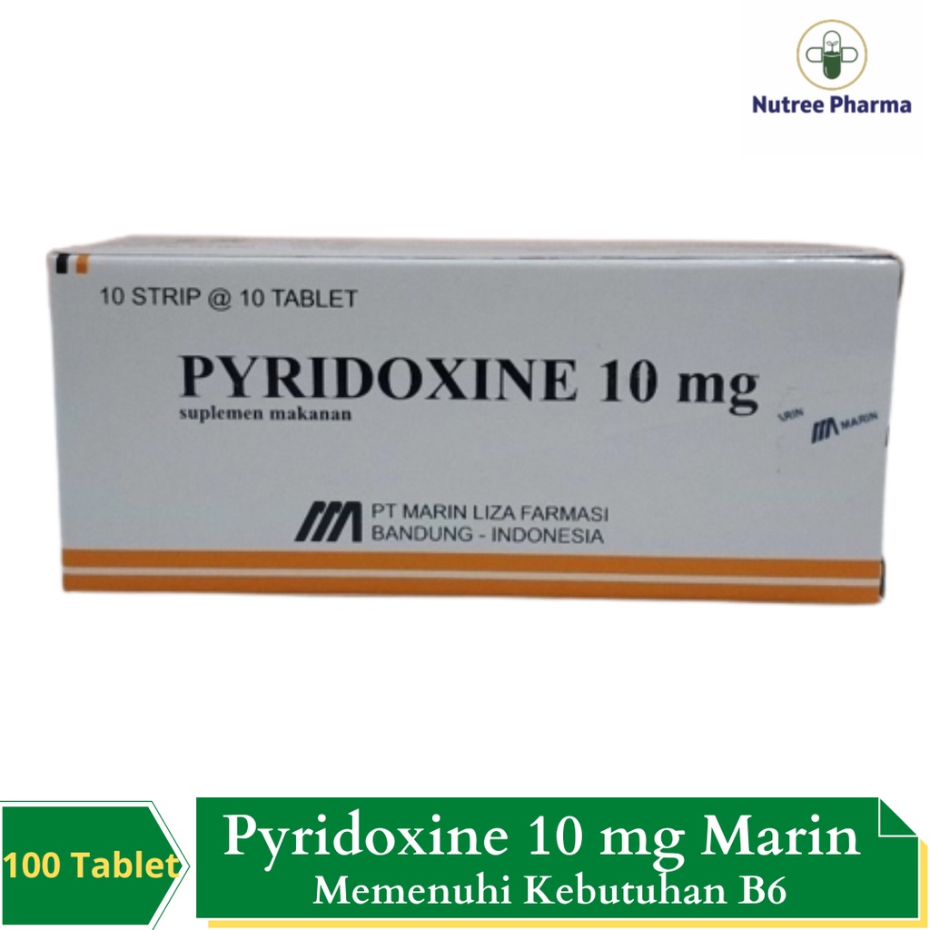 Pyridoxine B6 10 mg Marin Isi 100 tab / Vitamin B6 Pyridoxine 10 mg - Untuk Memenuhi Vit B6
