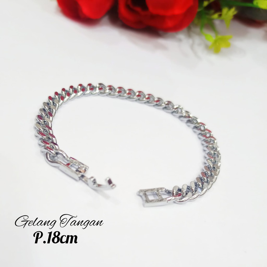 Gelang Pria TITANIUM Dan Wanita Rantai termurah Gold Dan Silver Anti Karat