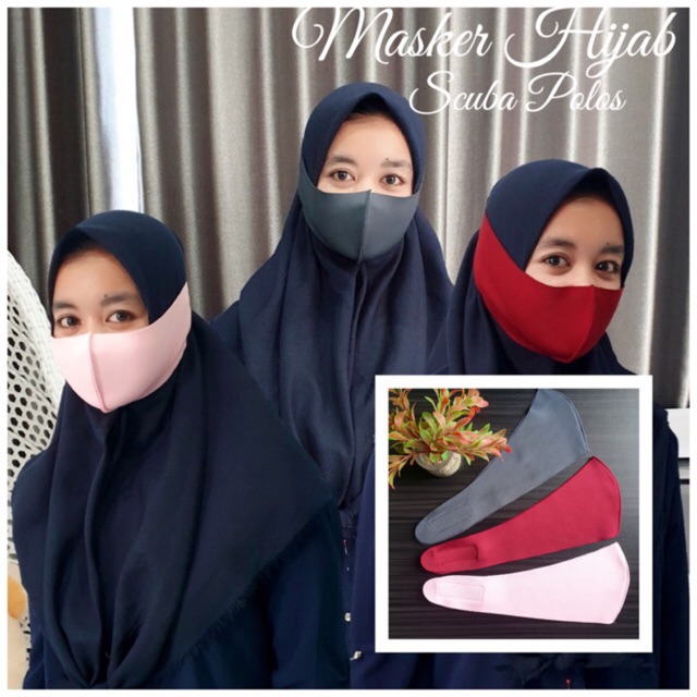 MASKER SCUBA HIJAB POLOS BAHAN SCUBA PREMIUM TEBAL