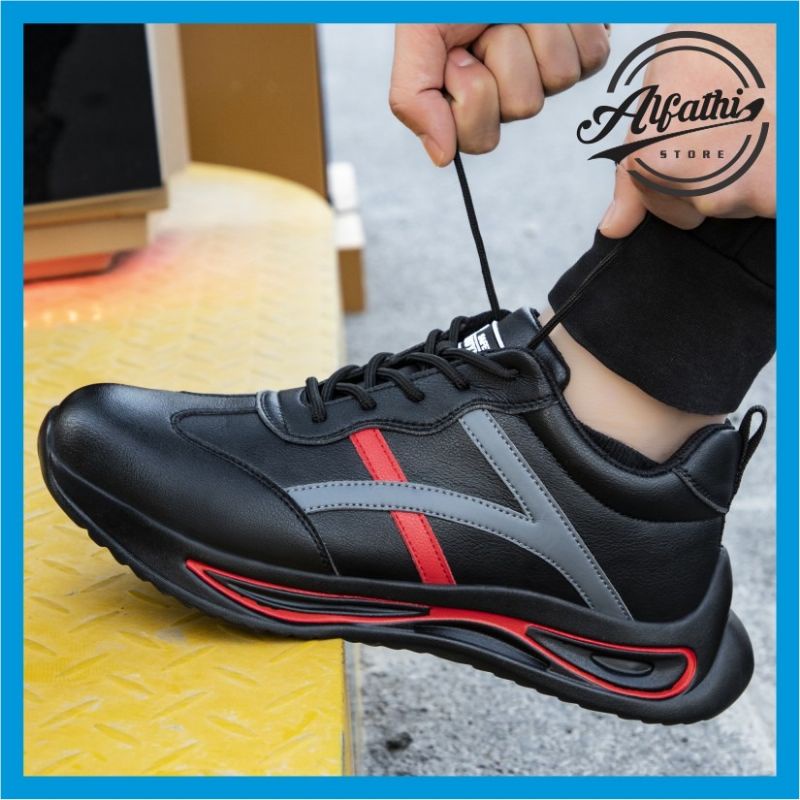 AlFathi Sepatu Safety Sneakers Sport New Arrival Ori By Guyisa Black Red Waterproof