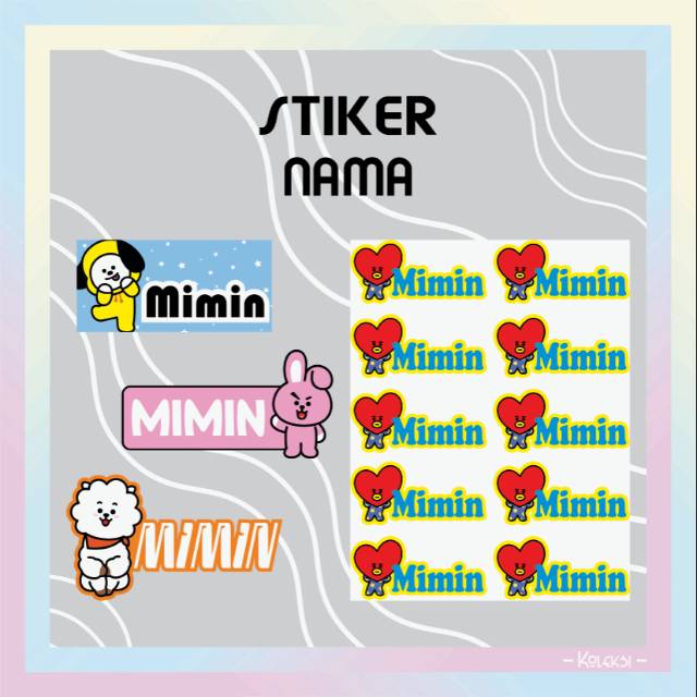 Jual CUSTOM STIKER NAMA BT21 / STIKER ANAK / LABEL NAMA MURAH | Shopee