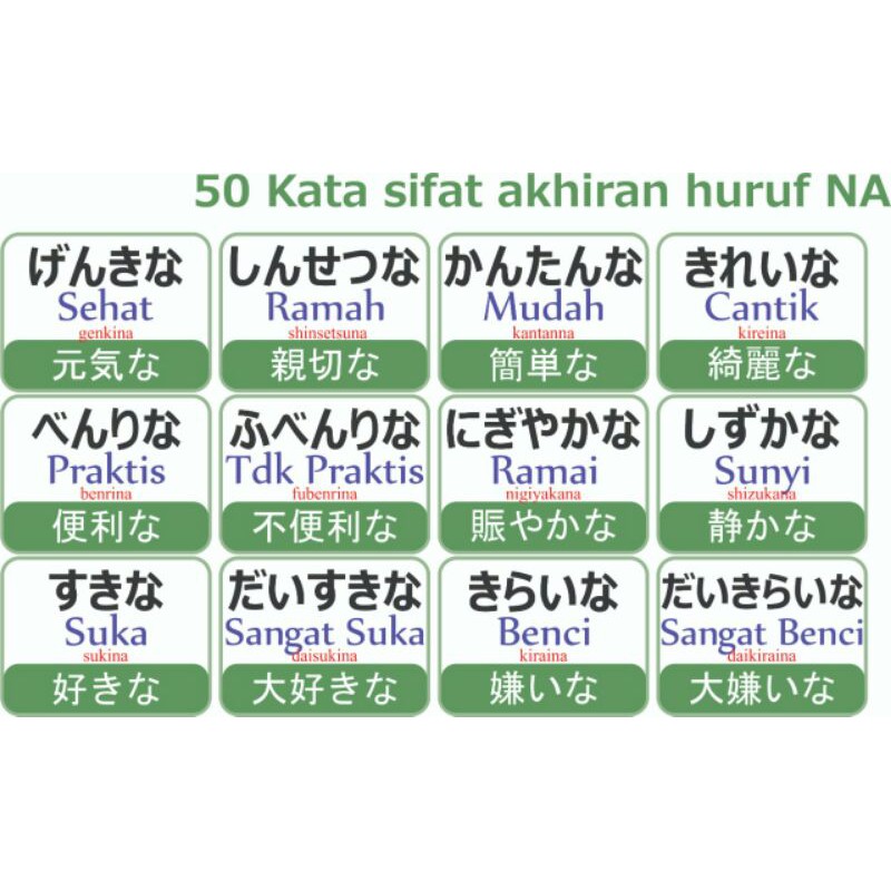 Poster bahasa Jepang kata sifat NA