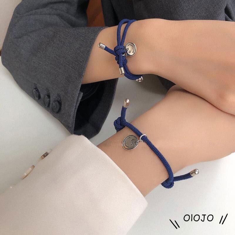 2 Pcs/Sepasang Gelang Pasangan Yang Tersenyum Gelang Couple Tenunan Tangan Baru Aksesoris Perhiasan Fashion - ol