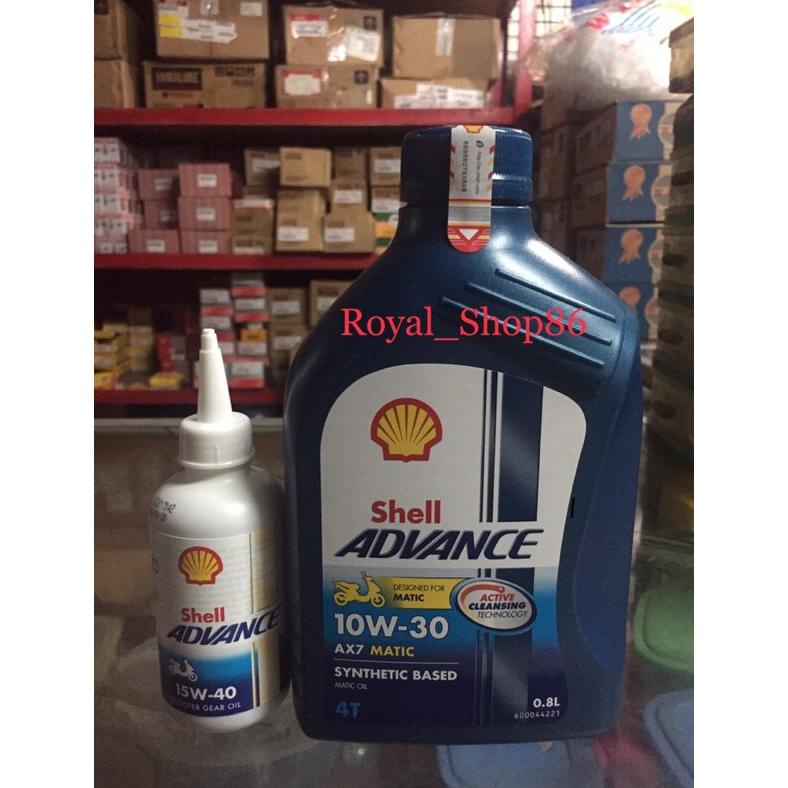 [[BISA COD]] Oli Shell AX7 Matic Sae 10w-30 0,8Liter & Oli Shell Gear 120ml Original  Paket Oli Moto