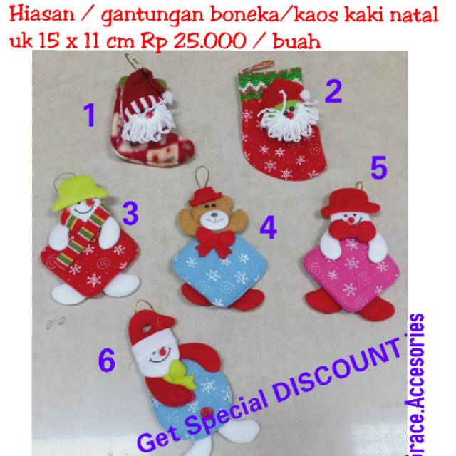 Hiasan gantungan boneka pohon natal aksesoris ornamen pohon natal