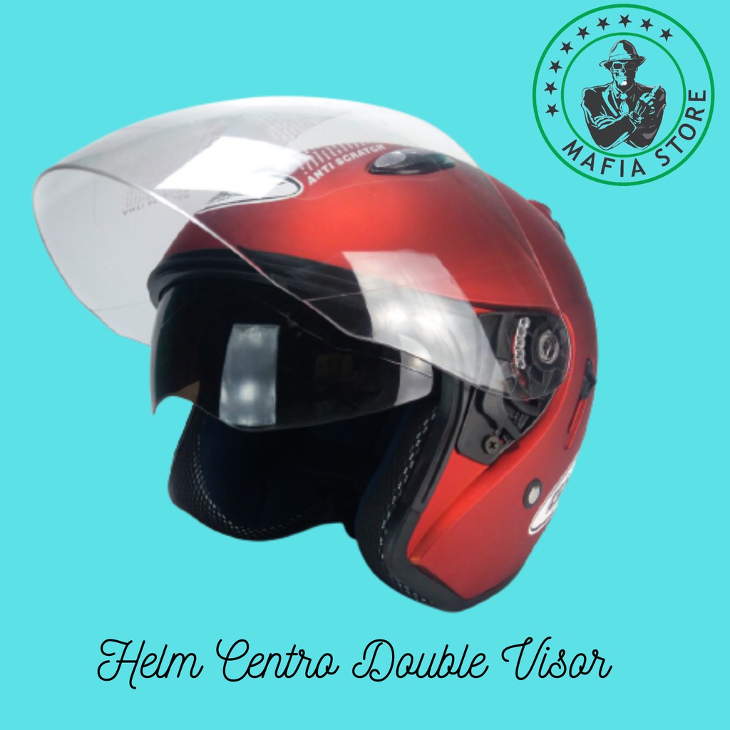 HELM SNI GMT DOUBLE VISOR WARNA MERAH DOFF